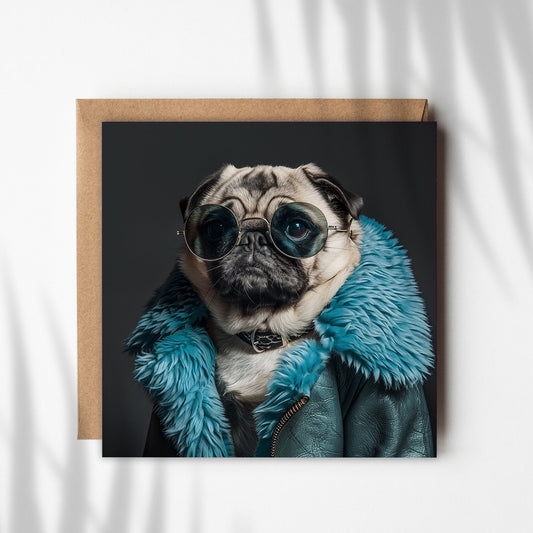 Pug Greetings Card #05